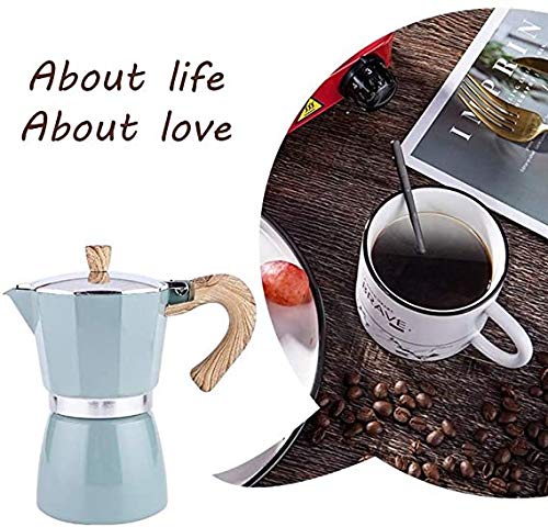 Wivilly Cafetera Cafetera Italiana De Aluminio con Cafetera Y Cafetera con Mango De Madera Portátil 6 Tazas / 300 Ml De Cafetera Espresso,3 Cup