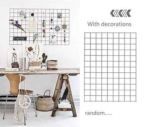 WJSX DIY Hierro Cuadrícula Panel/Foto Pared/Multifunción Metal Mesh/Pared Decoración/Colgando Foto Pared/Rejilla Creativa(25,6 X 17,7inch Negro)