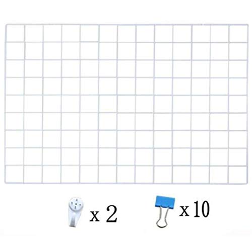 WJSX DIY Hierro Rejilla Cuadrícula Panel/Multifunción Metal Mesh Pared Foto Pared/Decoración de La Pared/Organizador Creativa 65 * 45cm (Blanco)