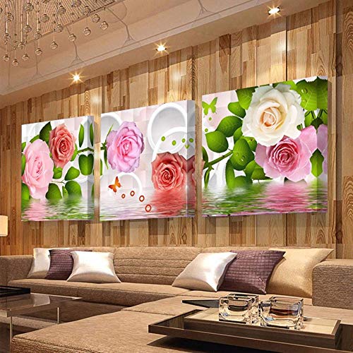 WLHCJJ 3 Cuadros de Cuadros Lienzo Pintura peonía Flor Pintura Pared Arte decoración Lienzo Pared Arte Cuadro Modular Marco Enmarcado -20cmx30cmx3pcs