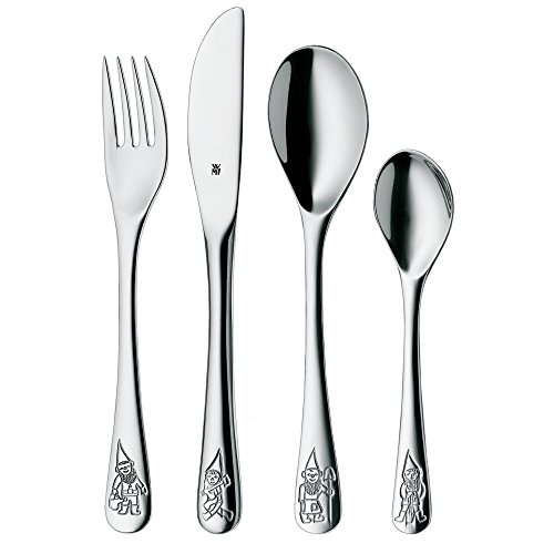 WMF Enanos - Cubertería para niños 4 piezas (tenedor, cuchillo de mesa, cuchara y cuchara pequeña) (WMF Kids infantil)