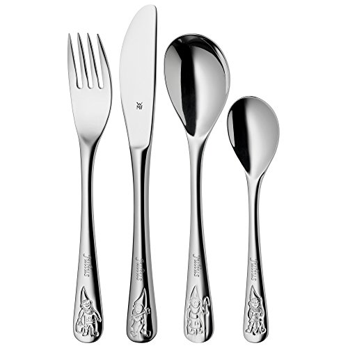 WMF Enanos - Cubertería para niños 4 piezas (tenedor, cuchillo de mesa, cuchara y cuchara pequeña) (WMF Kids infantil)