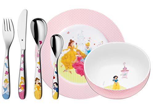 WMF Kids Disney Vajilla Infantil, Acero Inoxidable, Blanco y Rosa, 6 Piezas