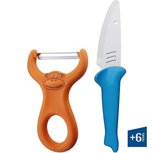 WMF Kids Juego de Cocina, 2 Piezas, plástico,Acero Inoxidable, Naranja y Azul