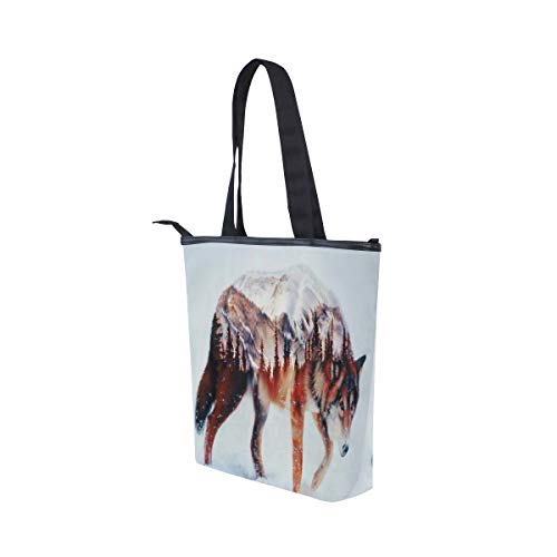 Wolf Forest - Bolsa de Lona para Pintar aerógrafos, para Mujer, diseño de árbol, Ideal para la Escuela, el Trabajo, el Gimnasio, el Uso Diario
