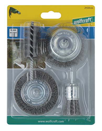 Wolfcraft 2133000 2133000-1 Juego compuesta Disco 75x10 mm, Copa 75 mm, cilindrico 28x60x90 mm, Cepillo Pincel diam. 25 mm