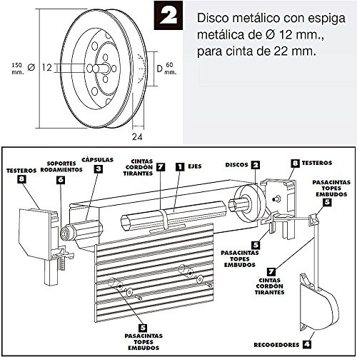 WOLFPACK LINEA PROFESIONAL 5250120 Disco Persiana Espiga Metalica 150x60 Cinta 22 mm