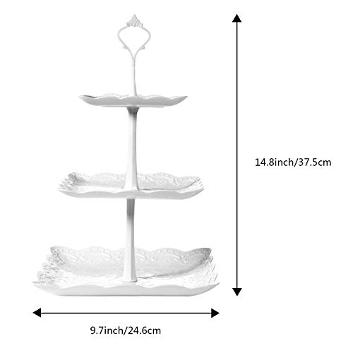 Wolintek Soporte para Tartas de 2/3 Pisos, Bandeja de Tartas, Plato de Frutos Secos Plaza Apilada Fiesta Cupcake y Torre de Postre (B)