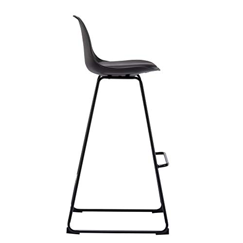 WOLTU 2X Taburete de Bar con Respaldo, Marco de Metal Imitación de Cuero Muebles Cocina Taburete Alto para Cocina, Bar, Paquete de 2 Unidades Negro