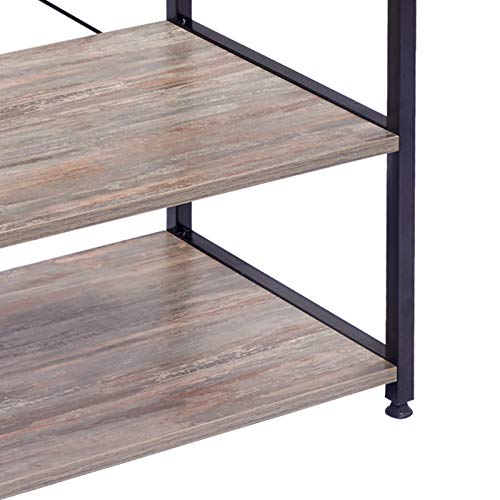 WOLTU Estante de Cocina Estante de Microondas Estante Metálico de Madera y Acero con 3 Estantes 60 x 40 x 82 cm Negro + Haya Oscura RGB9309dc