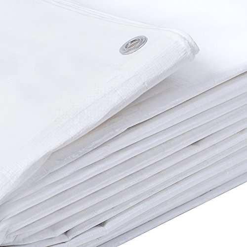 WOLTU Lona Impermeable Lona de Protección, Duradera con Ojales para Muebles, Jardín, Piscina, Coche 280 g/m2 Blanco 2x3m GZ1177m1