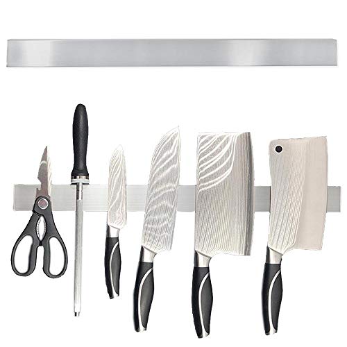 Womdee soporte magnético para cuchillos, barra magnética de acero inoxidable para cuchillos de fácil instalación, soporte para pared, cocina, hogar, 50cm