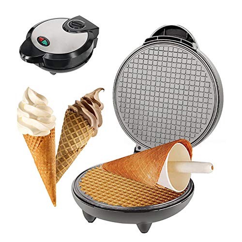 Wood.L Máquina para Hacer Cucurucho De Helado Profesional Gofrera De Rollo De Huevo Máquina De Barquillo Waffle Maker Eléctrica Antiadherente De Acero Inoxidable con Control De Temperatura