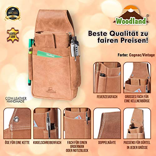 Woodland - intercambios camarero profesional muy robustos pistolera hecha de piel de ante suave, sin tratar en Cognac