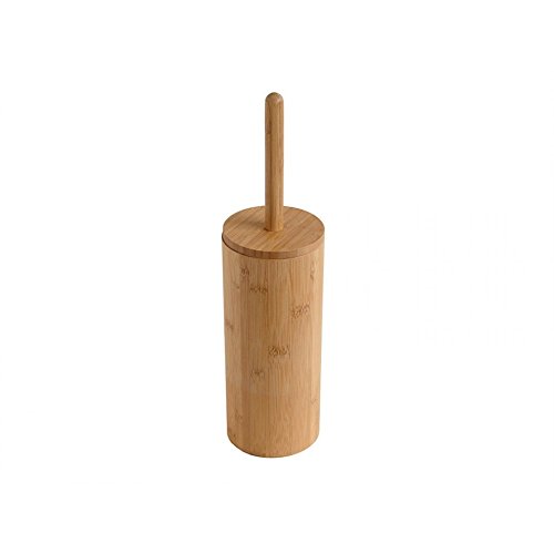 WoodLuv - Escobilla de baño redonda de madera de bambú natural