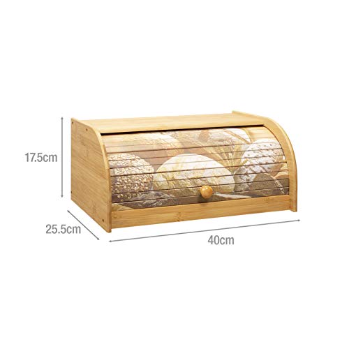 Woodluv - Panera de bambú natural para cocina, 40 x 25,5 x 17,5 cm