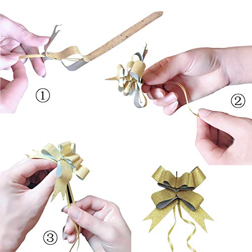 Woohome 120 Pz Lazos Regalos Grandes y 1 Rollo de Puntos de Pegamento, Lazos de Cinta de Regalo Ideal para Navidad, Bodas, Fiestas, Decoración del Día de San Valentín y Envoltura de Regalos de