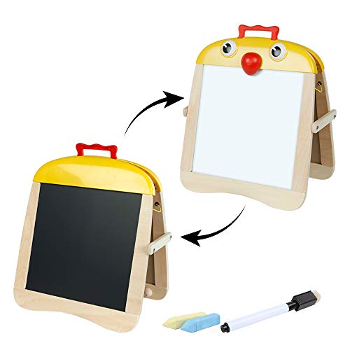 WOOMAX- Pizarra de madera 2 en 1 portátil (Colorbaby 46254)