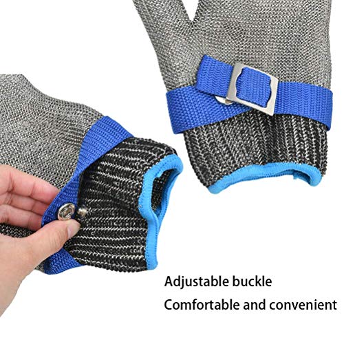 WOWOSS Guantes de Seguridad de Acero Inoxidable, 1 Guantes de Trabajo Resistentes a Cortes + 1 Guantes Protectores Blancos M