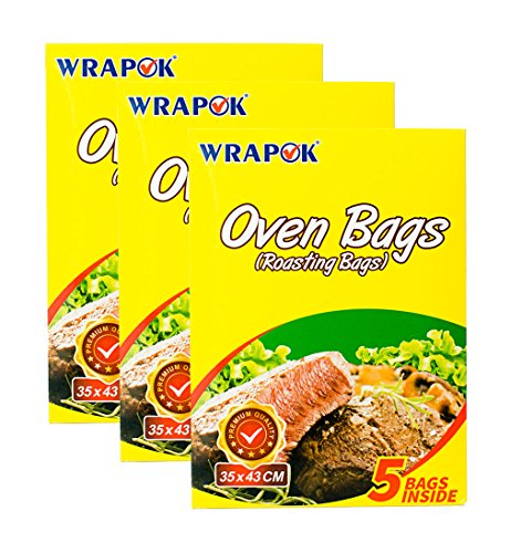 WRAPOK - Bolsas de cocina para horno de pollo para carne, aves, pescado, mariscos, verduras, tamaño mediano – 15 bolsas (35 x 45 cm)