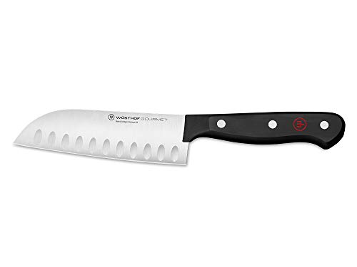 Wüsthof Cuchillo Santoku (Hoja alveolada, 30,5 x 4,5 x 1,5 cm), Negro/Acero