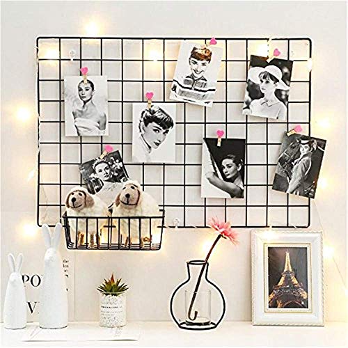 WUZILIN DIY Rejilla de Hierro/Multifunción Metal Mesh Pared Foto Pared/Decoración de la Pared/Rejilla Creativa (Negro, 65 * 45cm)