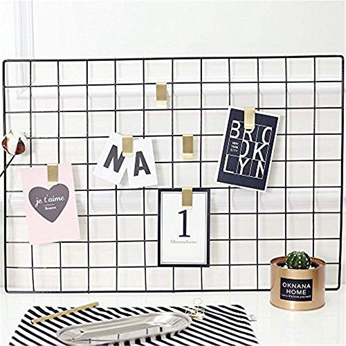 WUZILIN DIY Rejilla de Hierro/Multifunción Metal Mesh Pared Foto Pared/Decoración de la Pared/Rejilla Creativa (Negro, 65 * 45cm)