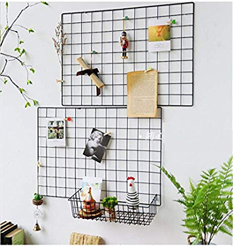 WUZILIN DIY Rejilla de Hierro/Multifunción Metal Mesh Pared Foto Pared/Decoración de la Pared/Rejilla Creativa (Negro, 65 * 45cm)