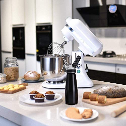 WYSD Dispensador Profesional de Crema Batida de Acero Inoxidable de 500 ml, sifón de Mousse con 3 boquillas de decoración de Acero Inoxidable para Salsas frías y Calientes