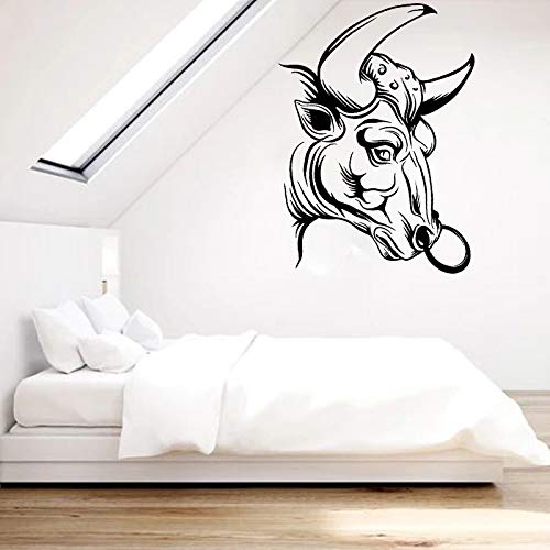 wZUN Cabeza de Toro Etiqueta de la Pared Edificio Estatua Vinilo calcomanía Animal Mural Realista Creativo decoración del hogar 42X48 cm