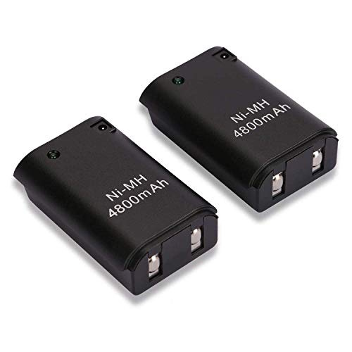 Xbox 360 Mando Batería, OSAN 2Pc 4800mAh Baterías + USB Cable para Mando Remoto de Control Xbox 360 Negro
