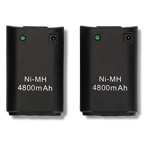 Xbox 360 Mando Batería, OSAN 2Pc 4800mAh Baterías + USB Cable para Mando Remoto de Control Xbox 360 Negro