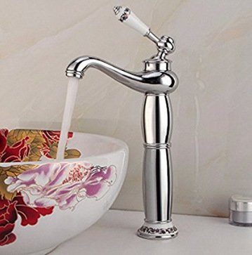 XBR-grifo de Agua Fría y Caliente grifos de Lavabo de Cobre Antiguo Lampara de Porcelana y Solo Agujero Grifo Fabricantes Venta,Chrome
