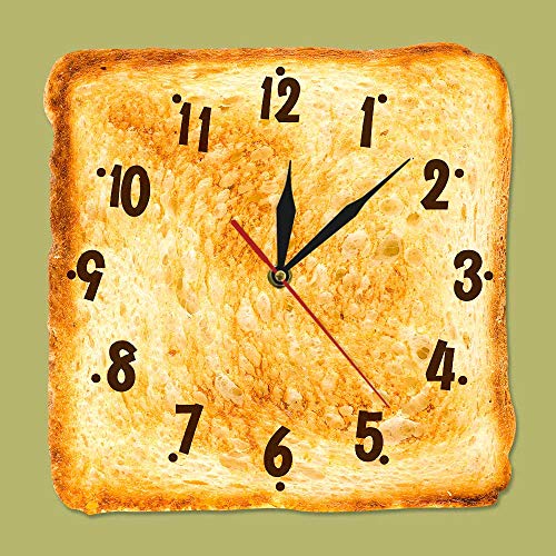 XCJX （12 Inches） Decoración Gourmet Reloj Tostado Realista Reloj de Pared Logo de panadería Pan Restaurante Colgante de Pared Arte silencioso Reloj de Pared de Cocina de Cuarzo