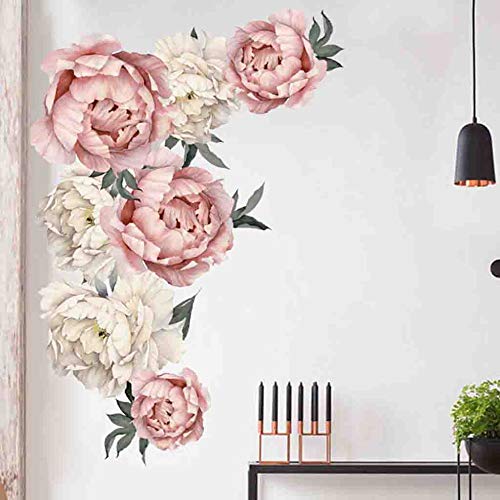 XCJX Mejor Venta peonía Rosa Flores Etiqueta de la Pared Arte calcomanías Infantiles Sala de niños decoración del hogar Regalo Decoraciones de Pared Sala de Estar Pegatinas
