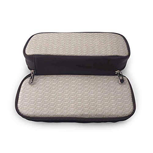 XCNGG Estuche para lápices de cuero suave floral, estuche para bolígrafos, estilo pergamino, flores y hojas de primavera artísticas antiguas con efecto vintage, estuche para papelería, cacao y crema