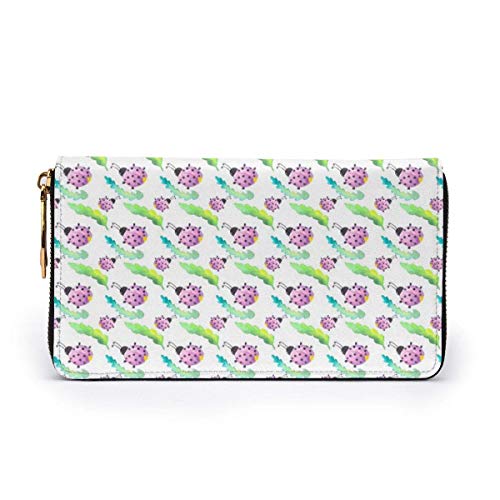 XCNGG Tengyiyi, Soporte para Pasaporte de Viaje de Cuero Genuino, Cartera de Viaje de Mariquita Rosa Acuarela, Funda, Tarjetero para Mujeres y niñas