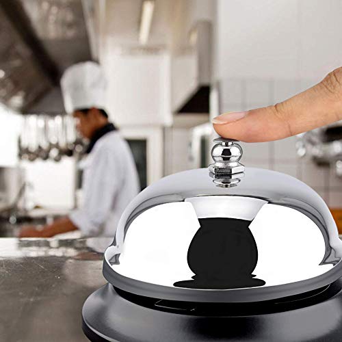 XCOZU timbre de acero inoxidable para servicio de mesa, escritorio, mostrador o recepción, para cocina, hoteles, bar, restaurantes, campanilla de metal para servicio de camarero (3.38 pulgadas)
