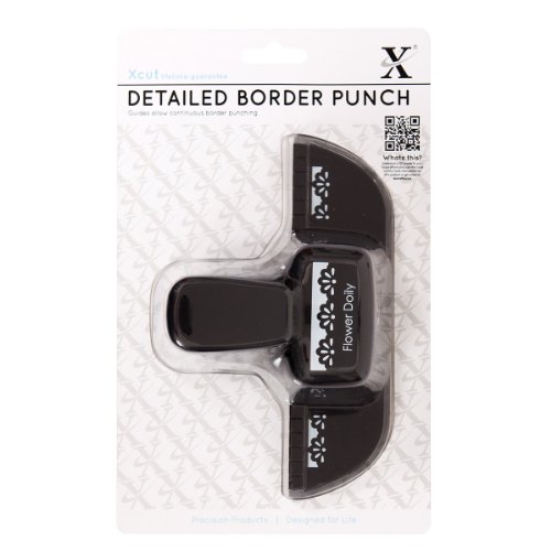 Xcut Flower Doily - Perforadora de Bordes, diseño de Flores, Color Blanco y Negro