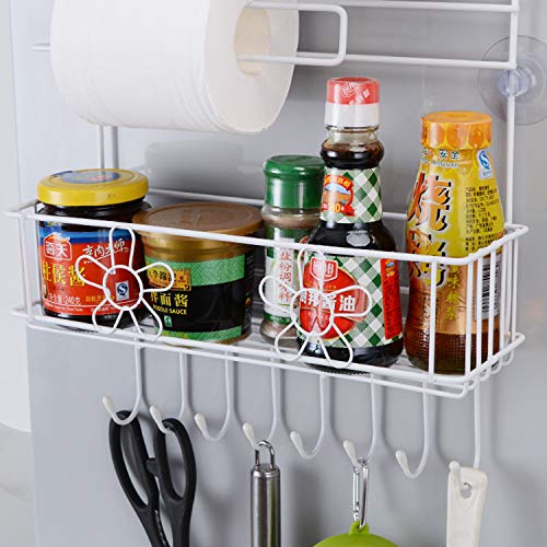 XCXDX Rejillas para Refrigerador Artículos para El Hogar De Pared Lateral Alacena De Cocina Estante De Almacenamiento De Especias Blanco Alambre De Metal