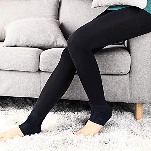 XDDIAS Pack de 2 Leggings para Mujer, Cálido Invierno Terciopelo Elástico Leggings, Térmico Grueso Forro Terciopelo Forrado Pantalones para Niña Mujer, Negro y Gris