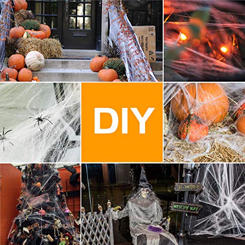 XDDIAS Telaraña, Decoración de Halloween Telaraña, con 30 Arañas de Plástico, Telaraña Decoracion para Materiales de Fiesta de Halloween o Disfraces