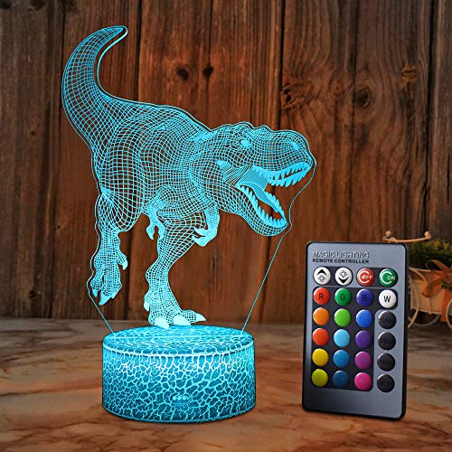 XEUYUTR Dinosaur Toys Niños Night Light Dinosaurios Regalos de cumpleaños de Navidad con control remoto 16 colores Cambio de lámparas de decoración junto a la cama para niños Bebés Niños Niños Niños