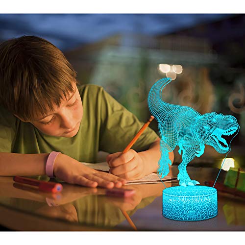 XEUYUTR Dinosaur Toys Niños Night Light Dinosaurios Regalos de cumpleaños de Navidad con control remoto 16 colores Cambio de lámparas de decoración junto a la cama para niños Bebés Niños Niños Niños