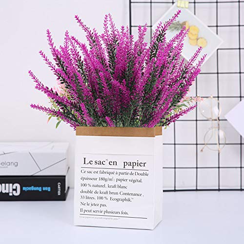 XHXSTORE Flores Artificiales Lavanda Planta Artificiales Púrpura de Plastico Arbusto Artificial Exterior Interior para Decoración Hogar Fiesta Jardín Oficina Patio Mesa