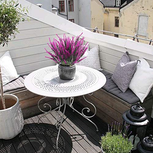 XHXSTORE Flores Artificiales Lavanda Planta Artificiales Púrpura de Plastico Arbusto Artificial Exterior Interior para Decoración Hogar Fiesta Jardín Oficina Patio Mesa