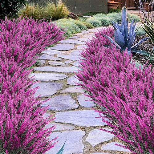 XHXSTORE Flores Artificiales Lavanda Planta Artificiales Púrpura de Plastico Arbusto Artificial Exterior Interior para Decoración Hogar Fiesta Jardín Oficina Patio Mesa