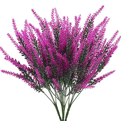 XHXSTORE Flores Artificiales Lavanda Planta Artificiales Púrpura de Plastico Arbusto Artificial Exterior Interior para Decoración Hogar Fiesta Jardín Oficina Patio Mesa