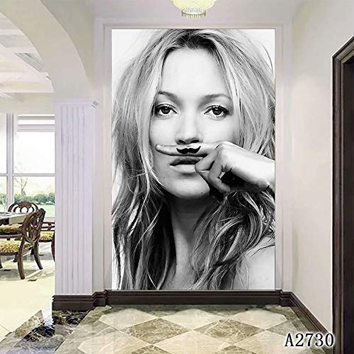 XIANRENGE Nordic Print Poster Pintura Bigote Niña Moderno Arte De La Lona Abstracta Imágenes para La Sala De Estar Decoración para El Hogar  60×100Cm