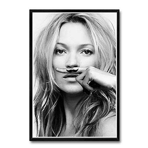 XIANRENGE Póster De Impresión HD,Mujer Gris Retrato Lindo Bigote Póster Mural Abstracto Arte Moderno Nórdicos Inkjet Canvas Foto,Pintura De Salón Decoracion 70×90 Cm.198